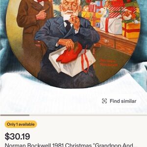 Norman Rockwell Vintage 1981 Christmas Grand Pop and Me Plate NIB